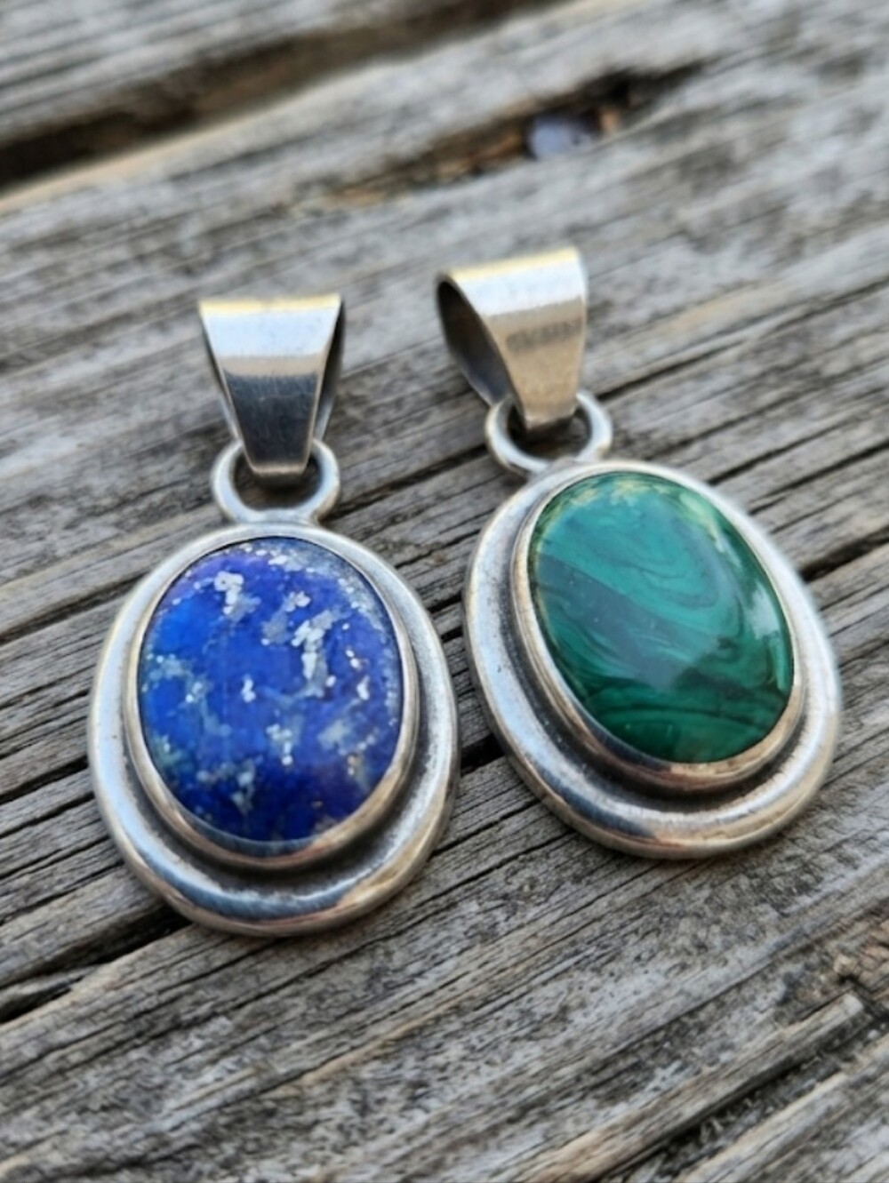 Sterling Silver Set of 2 Gemstone Pendants